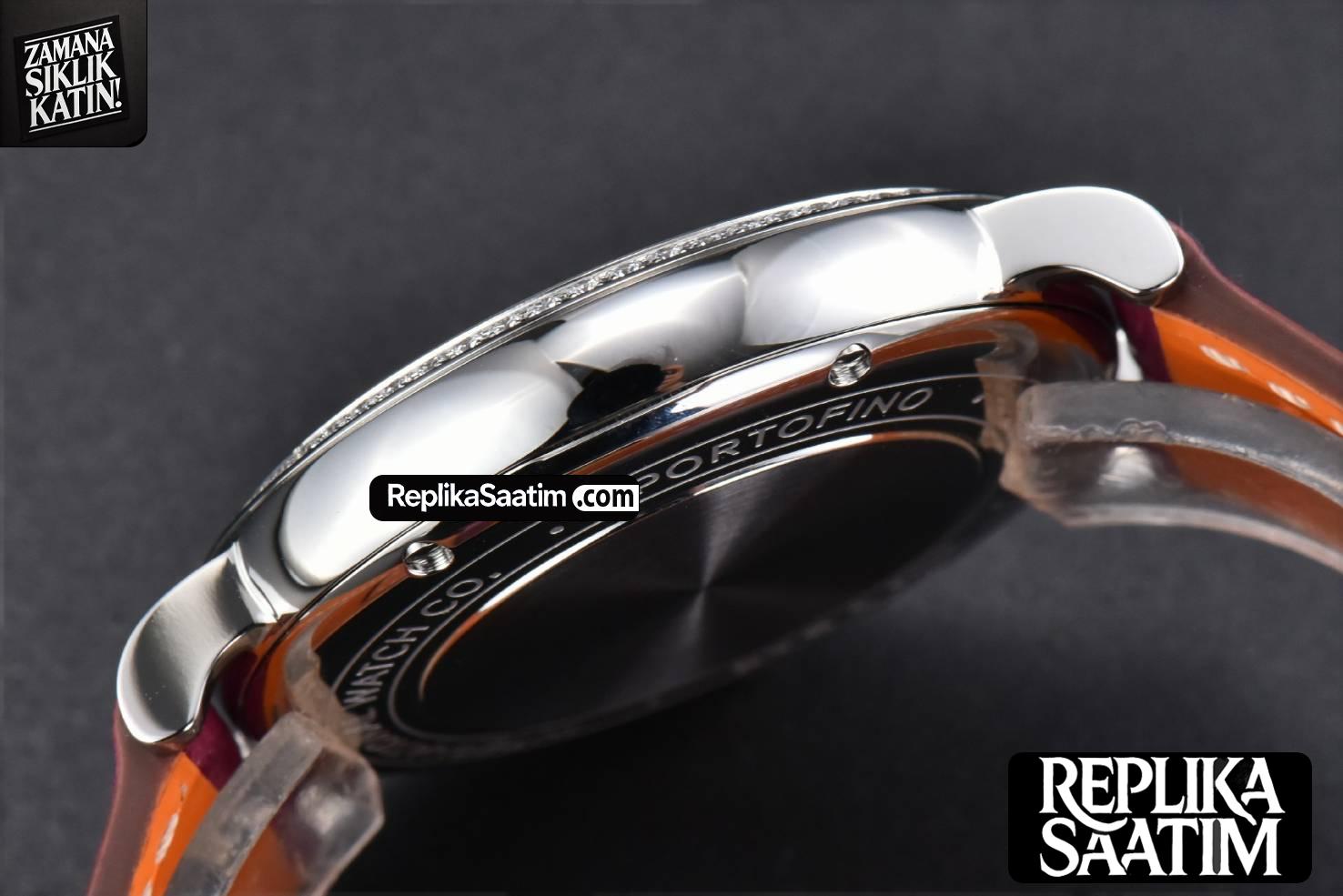 Portofino V7F 37MM Diamond Silver Dial RG Marker Pink Leather Strap A2892 -14