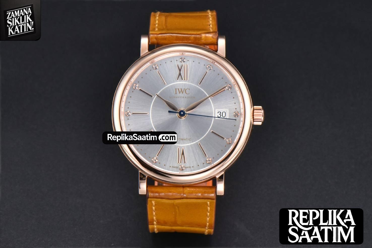 Portofino V7F 37MM RG Silver Dial RG Marker Brown Leather Strap A2892 -02
