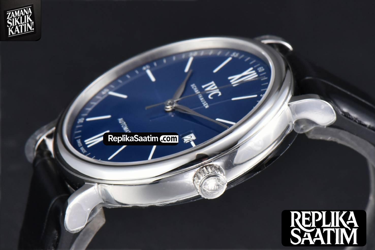 Portofino V7F 40MM Blue Dial Black Leather Strap A2892 -10