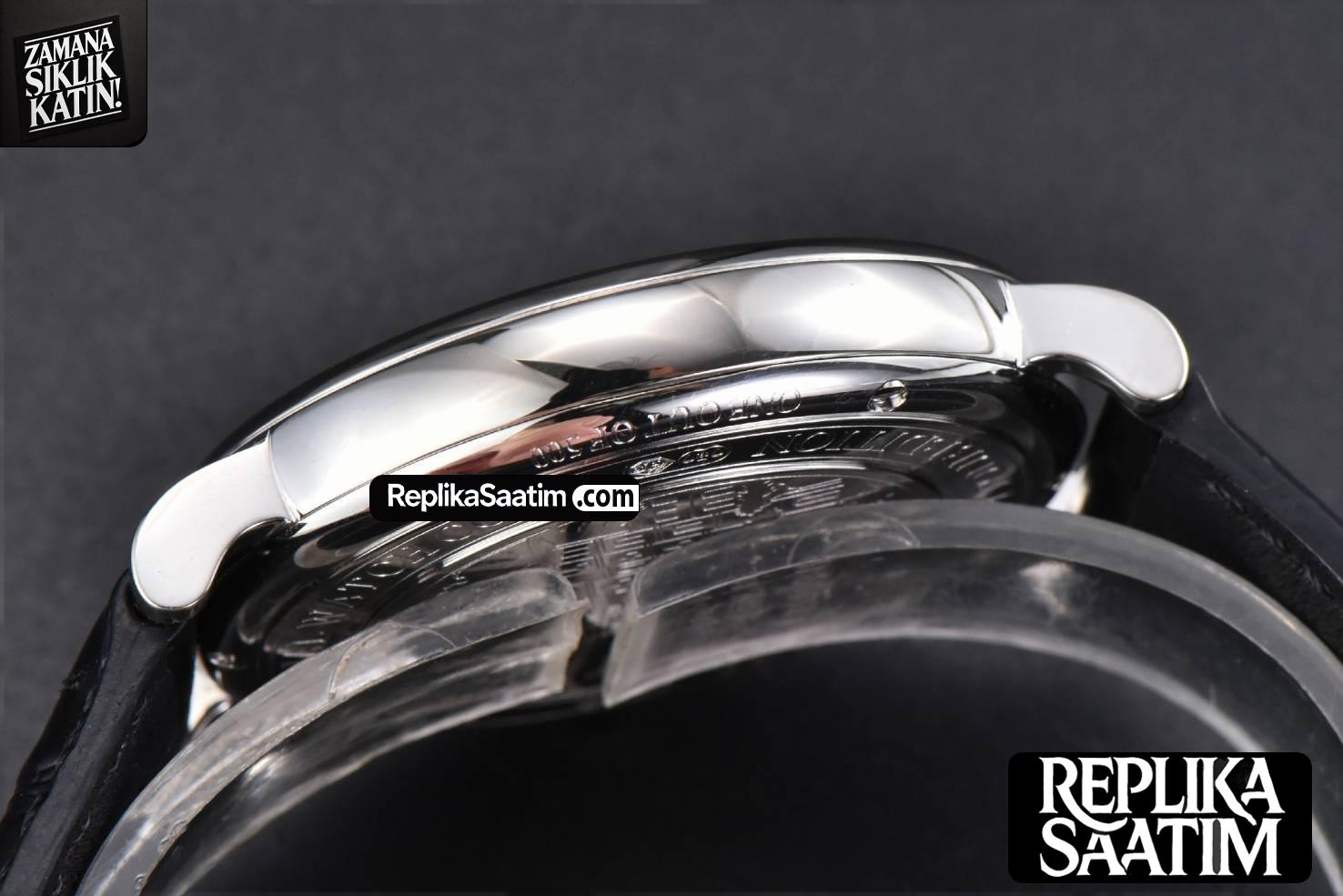 Portofino V7F 40MM Diamond Silver Dial Black Leather Strap A2892 -14