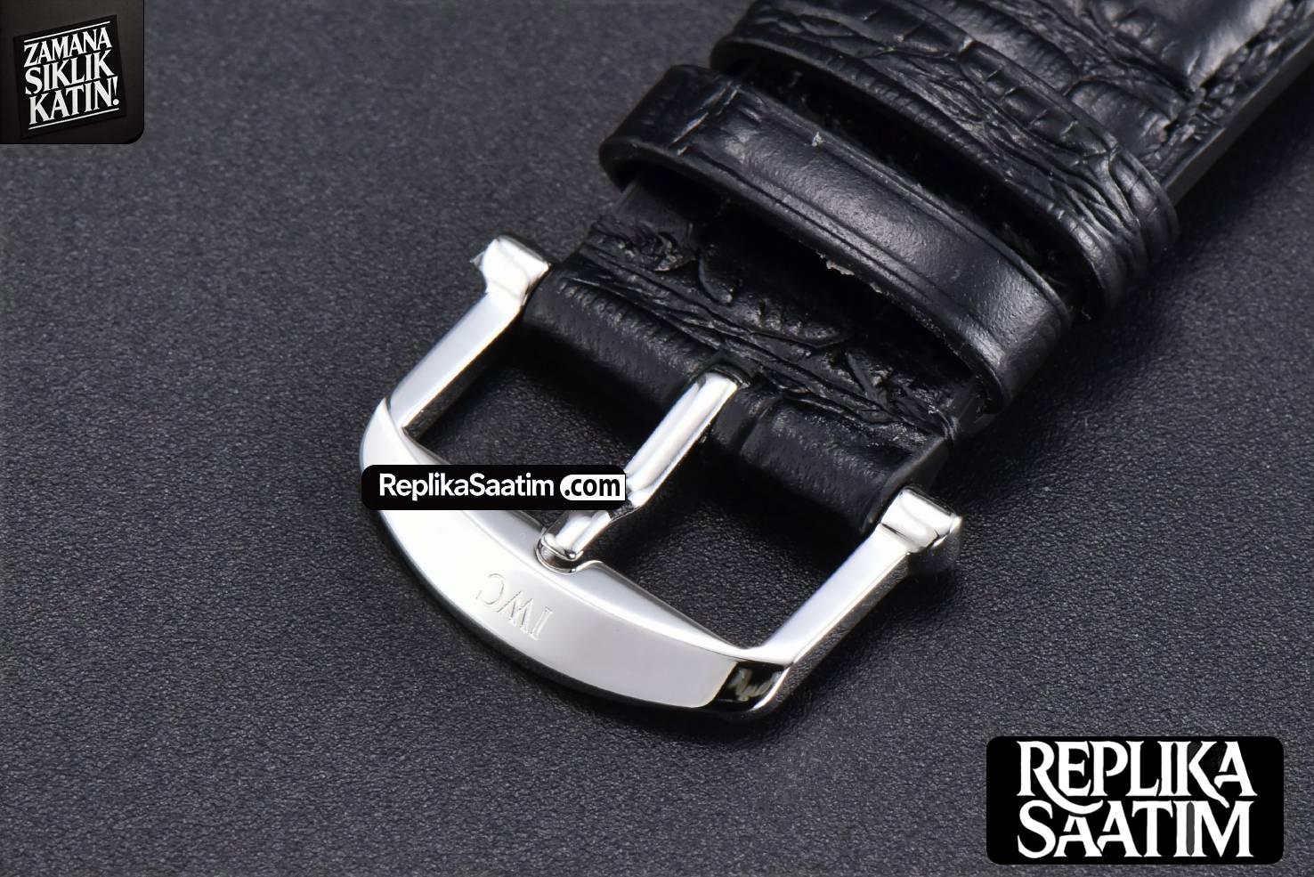Portofino V7F 40MM Diamond Silver Dial Black Leather Strap A2892 -29