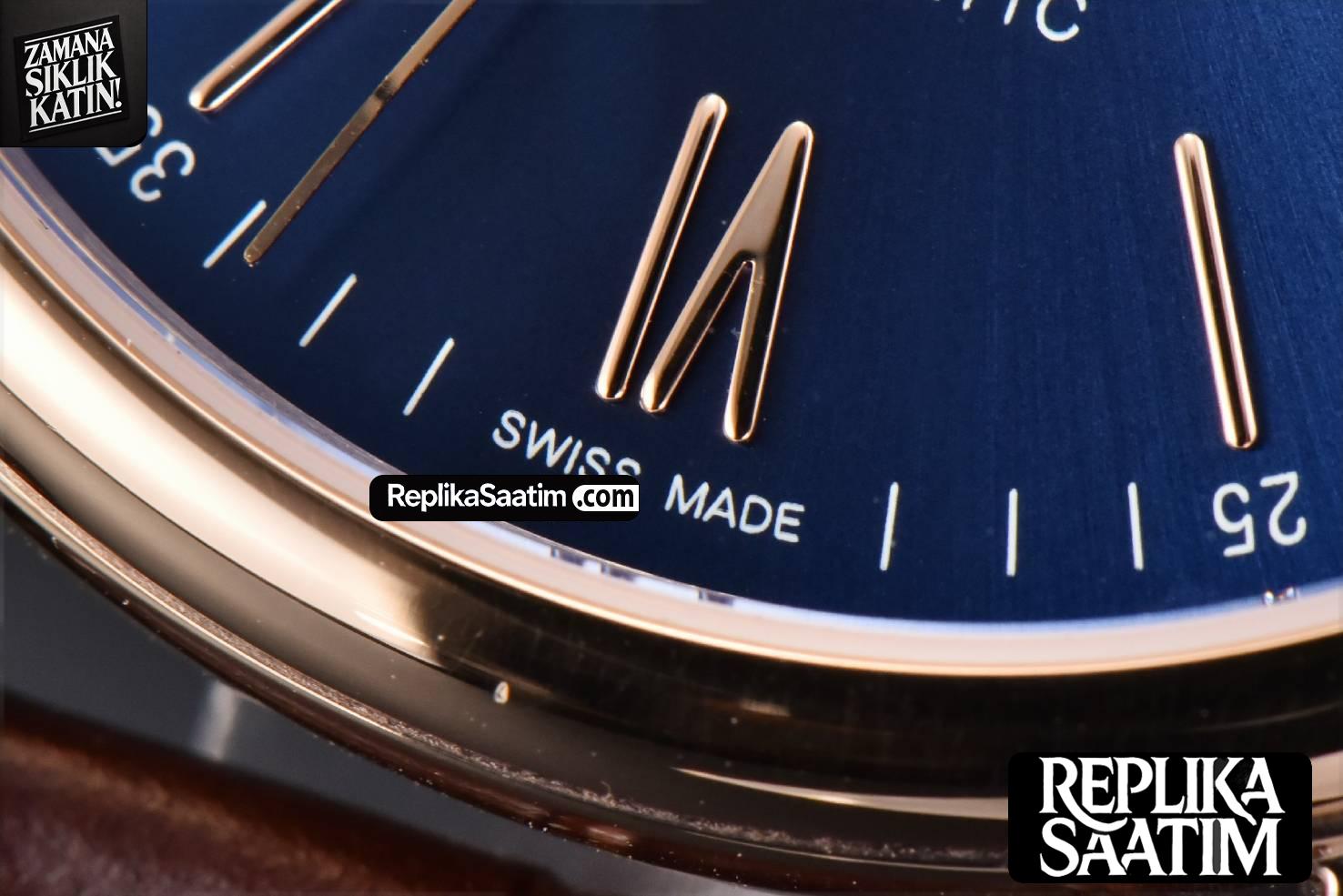 Portofino V7F 40MM RG Blue Dial RG Marker Brown Leather Strap A2892 -07