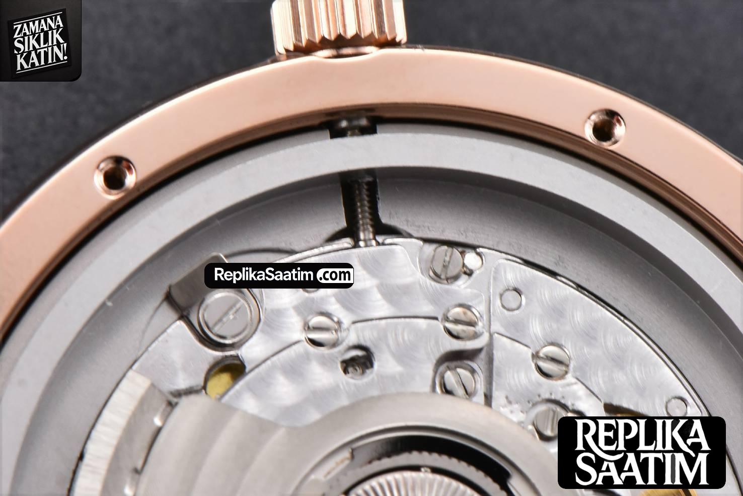 Portofino V7F 40MM RG Diamond Gray Dial RG Marker Brown Leather Strap A2892 -22
