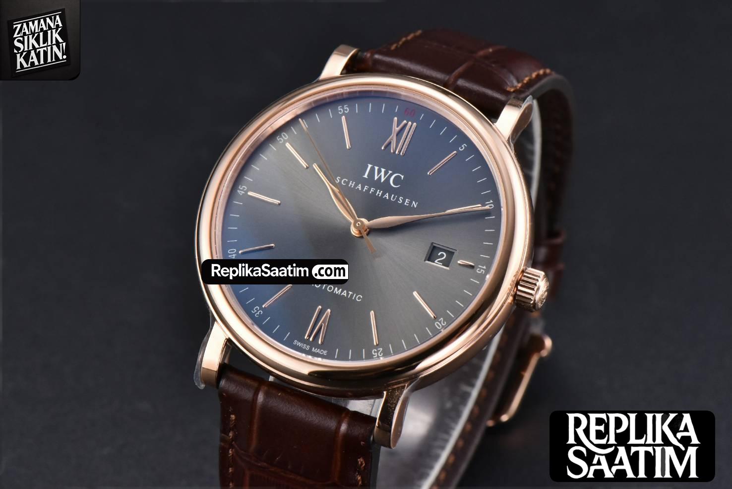 Portofino V7F 40MM RG Gray Dial RG Marker Brown Leather Strap A2892 -03
