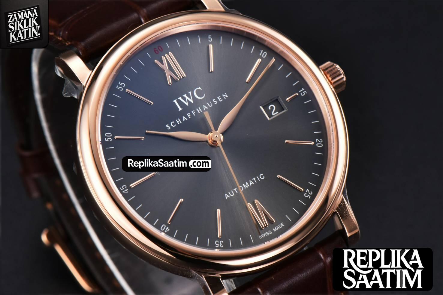 Portofino V7F 40MM RG Gray Dial RG Marker Brown Leather Strap A2892 -11