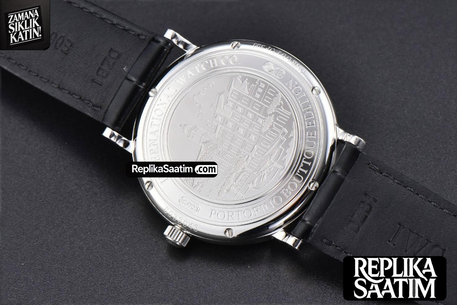Portofino V7F 40MM White Dial YG Hands Black Leather Strap A2892 -15