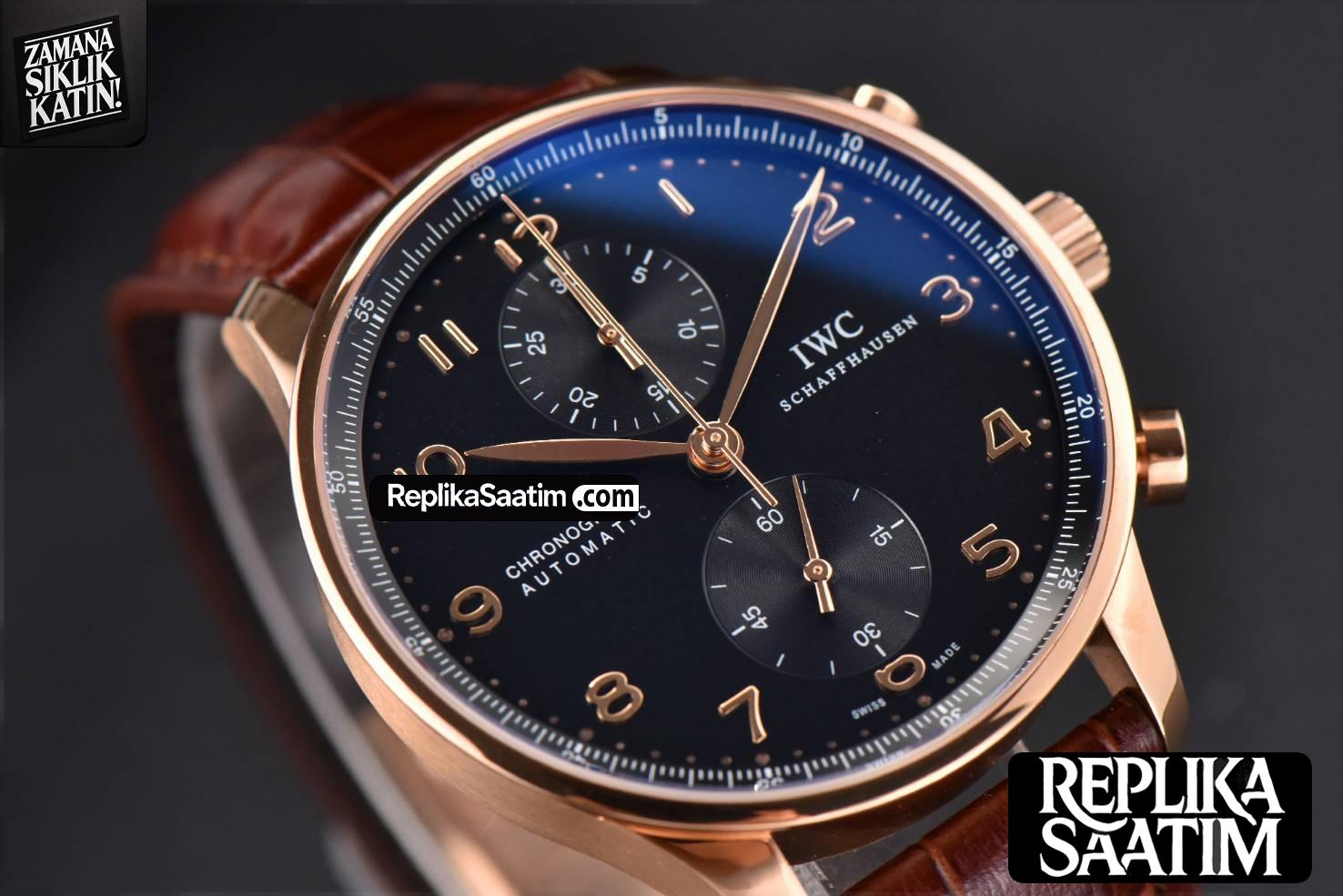 Portugieser Chrono IW371210 ZF 41MM RG Black Dial Brown Strap Cal69355 -09