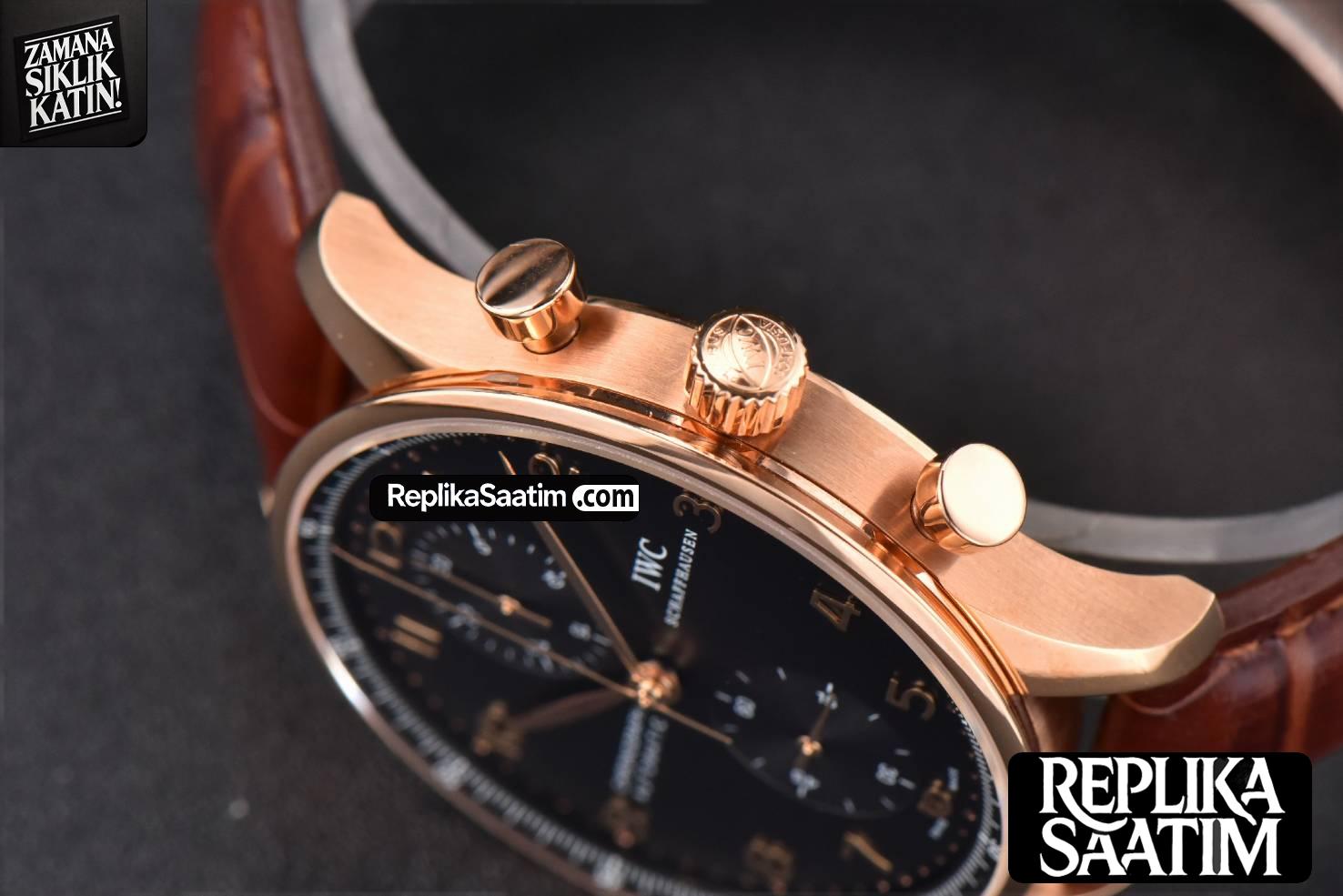 Portugieser Chrono IW371210 ZF 41MM RG Black Dial Brown Strap Cal69355 -10
