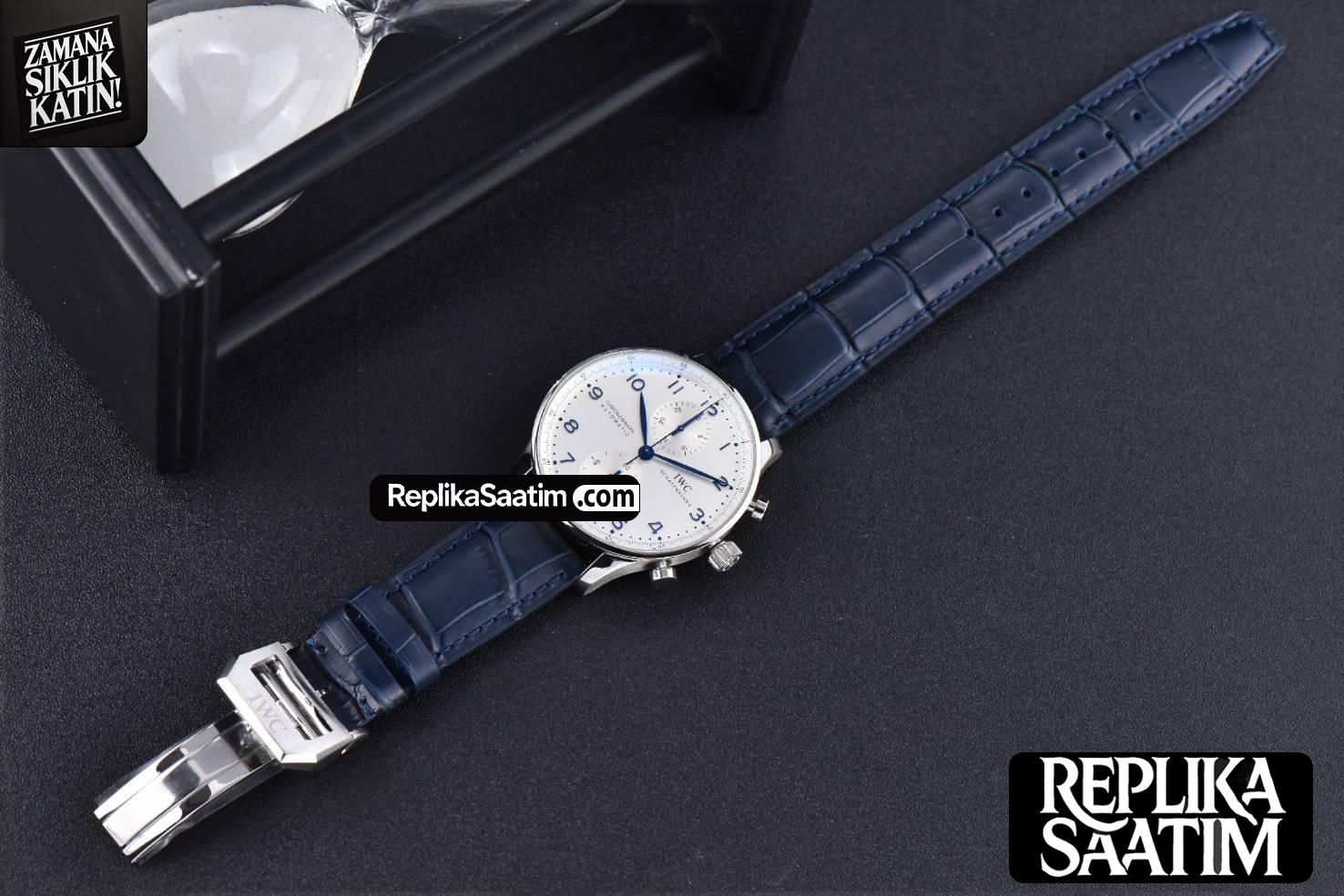 Portugieser Chrono IW371446 ZF 41MM White Dial Blue Strap Cal69355 -24