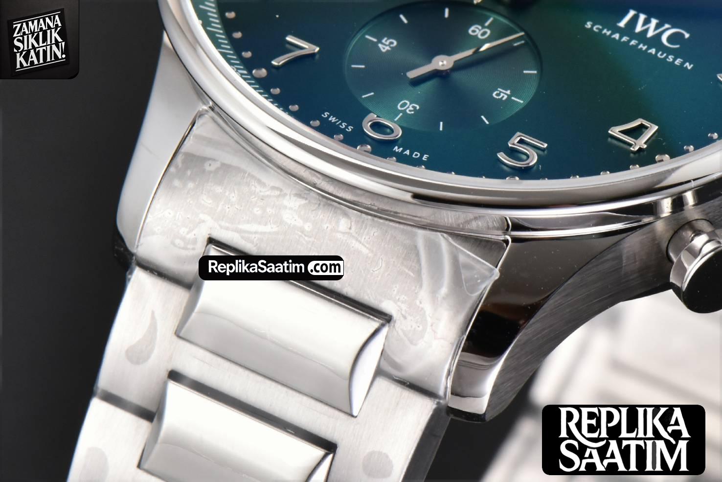 Portuguese Chrono IW3716 41mm RSF Green Dial SS Bracelet A7750 -09