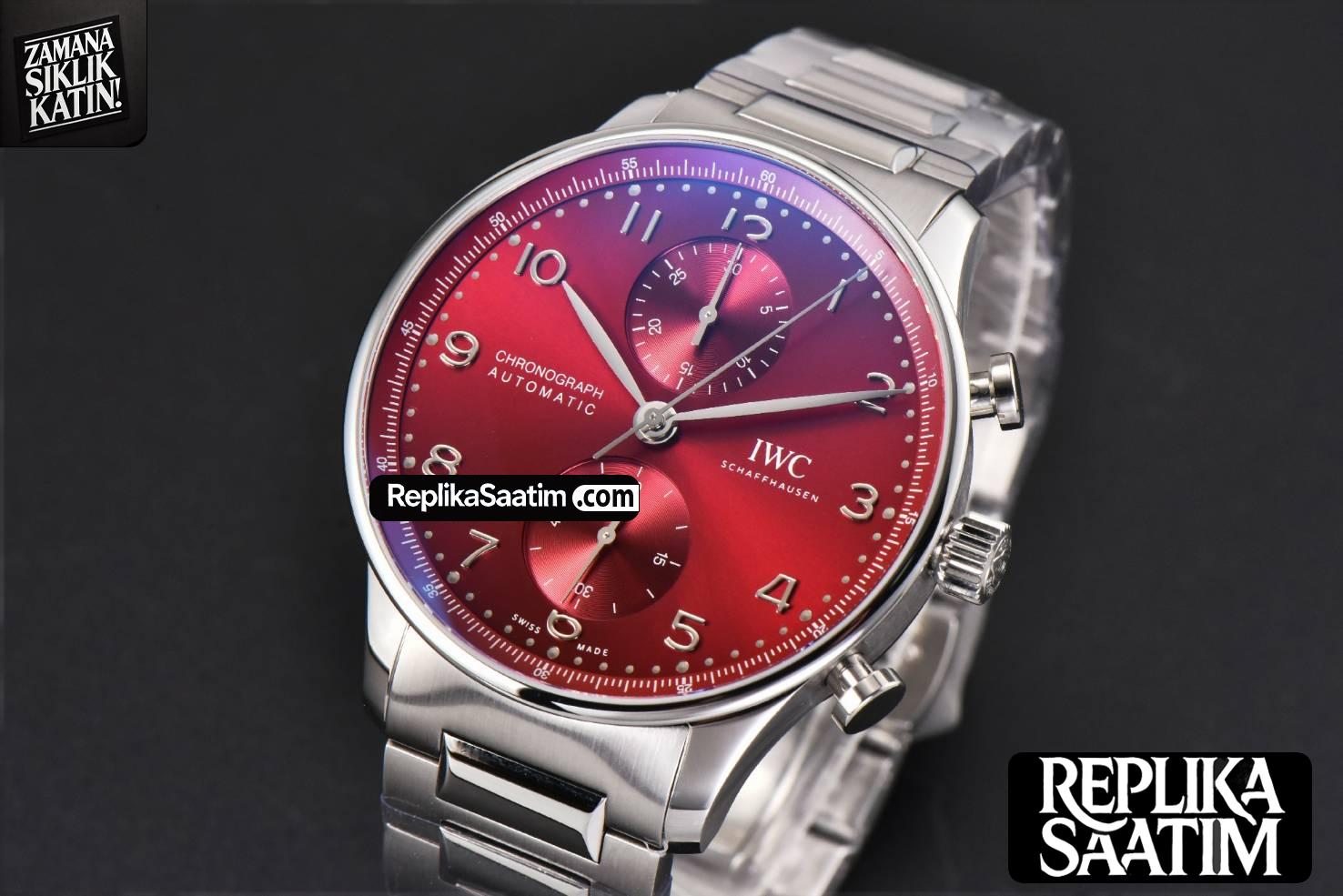 Portuguese Chrono IW3716 41mm RSF Red Dial SS Bracelet A7750 -03