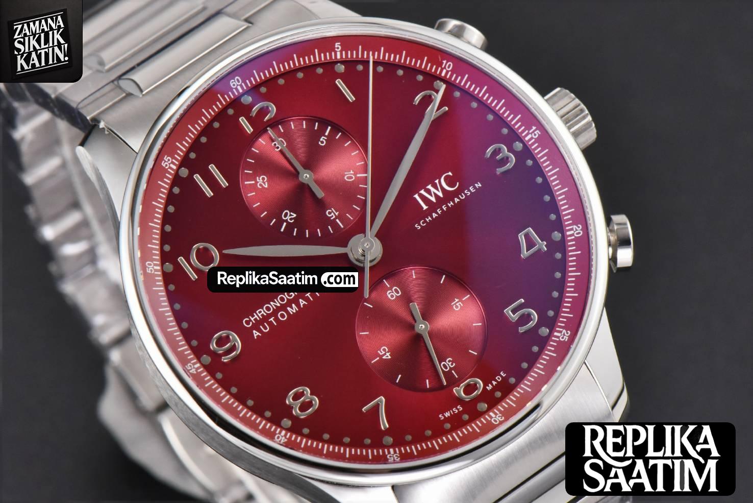 Portuguese Chrono IW3716 41mm RSF Red Dial SS Bracelet A7750 -11