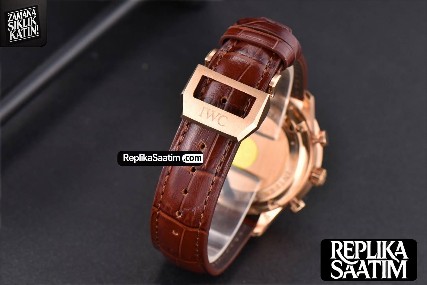 Portuguese Chrono RG ZF 41MM IW371210 Black Dial RG Markers Brown Corc Strap A52010 -14