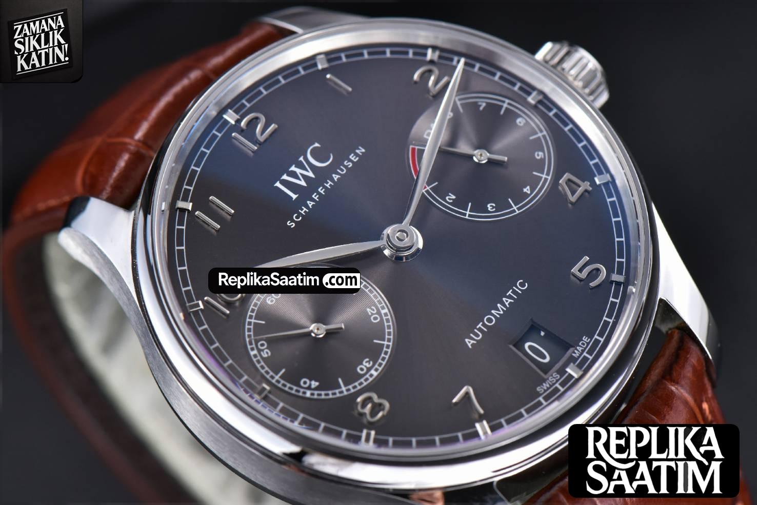 Portuguese Real PR IW500106 ZF 42MM Gray Dial Brown Leather Strap A51011 -08