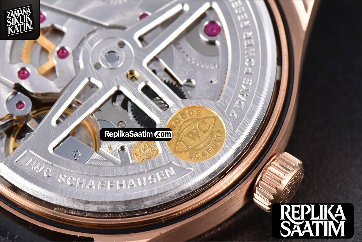 Portuguese Real PR IW500107 RG ZF 42MM Black Dial Black Leather Strap -21