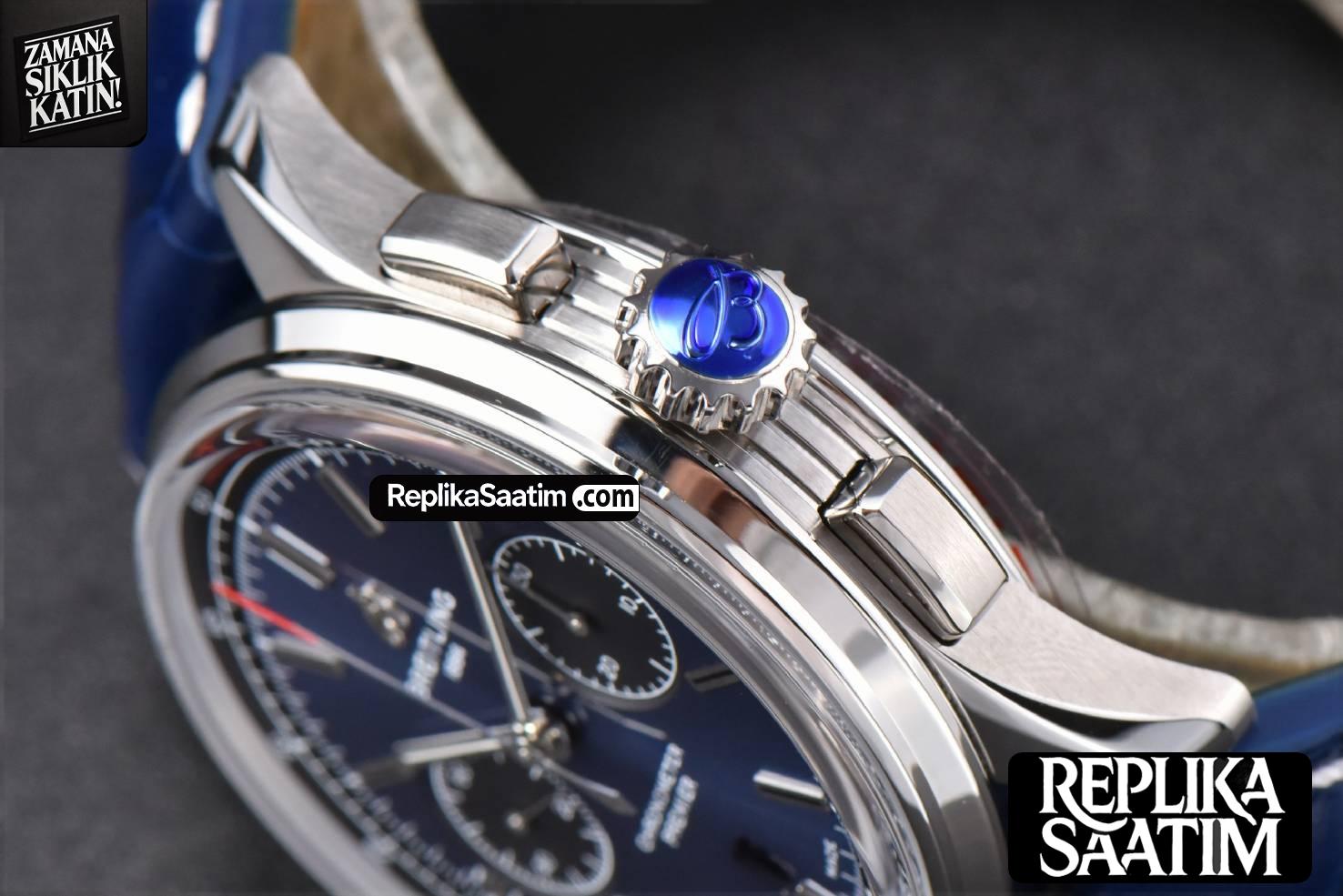 Premier B01 Chrono GF 42MM Blue Dial Blue Leather Strap A7750 -12