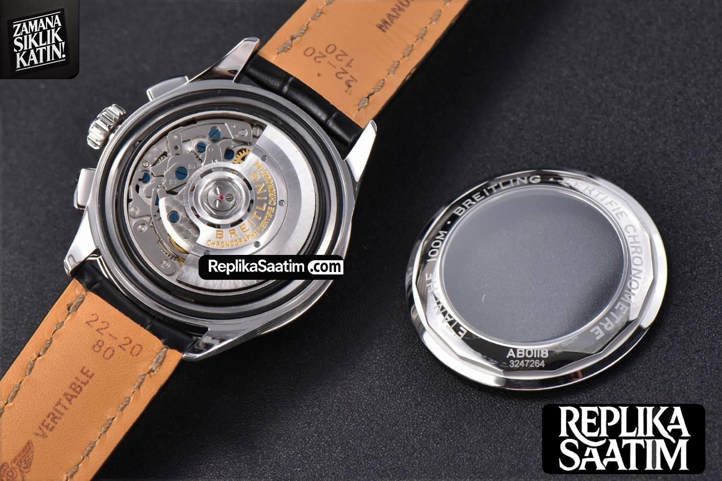 Premier B01 Chrono GF 42MM White Dial Black Subdial Black Leather Strap A7750 -15