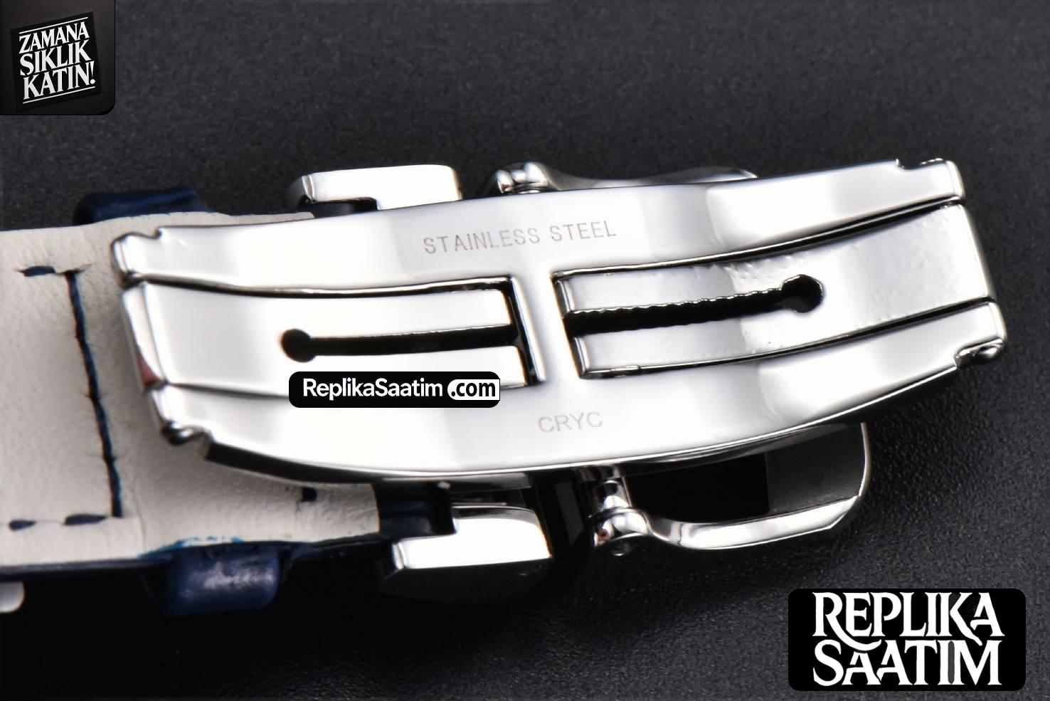 Rendez-Vous 36mm SS KZF Diamond Sky Blue Dial Blue Leather Strap 9015 -23