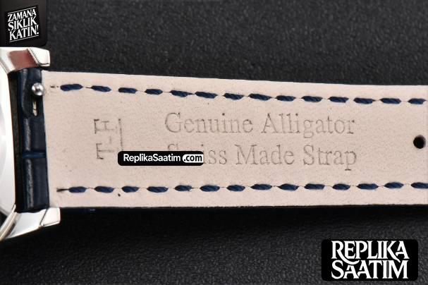 Rendez-Vous Moon 34mm GF Diamond White Textured Dial Blue Leather Strap A935 -25