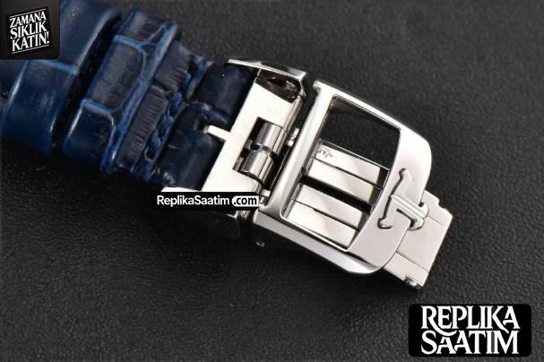 Rendez-Vous Moon 34mm GF Diamond White Textured Dial Blue Leather Strap A935 -27