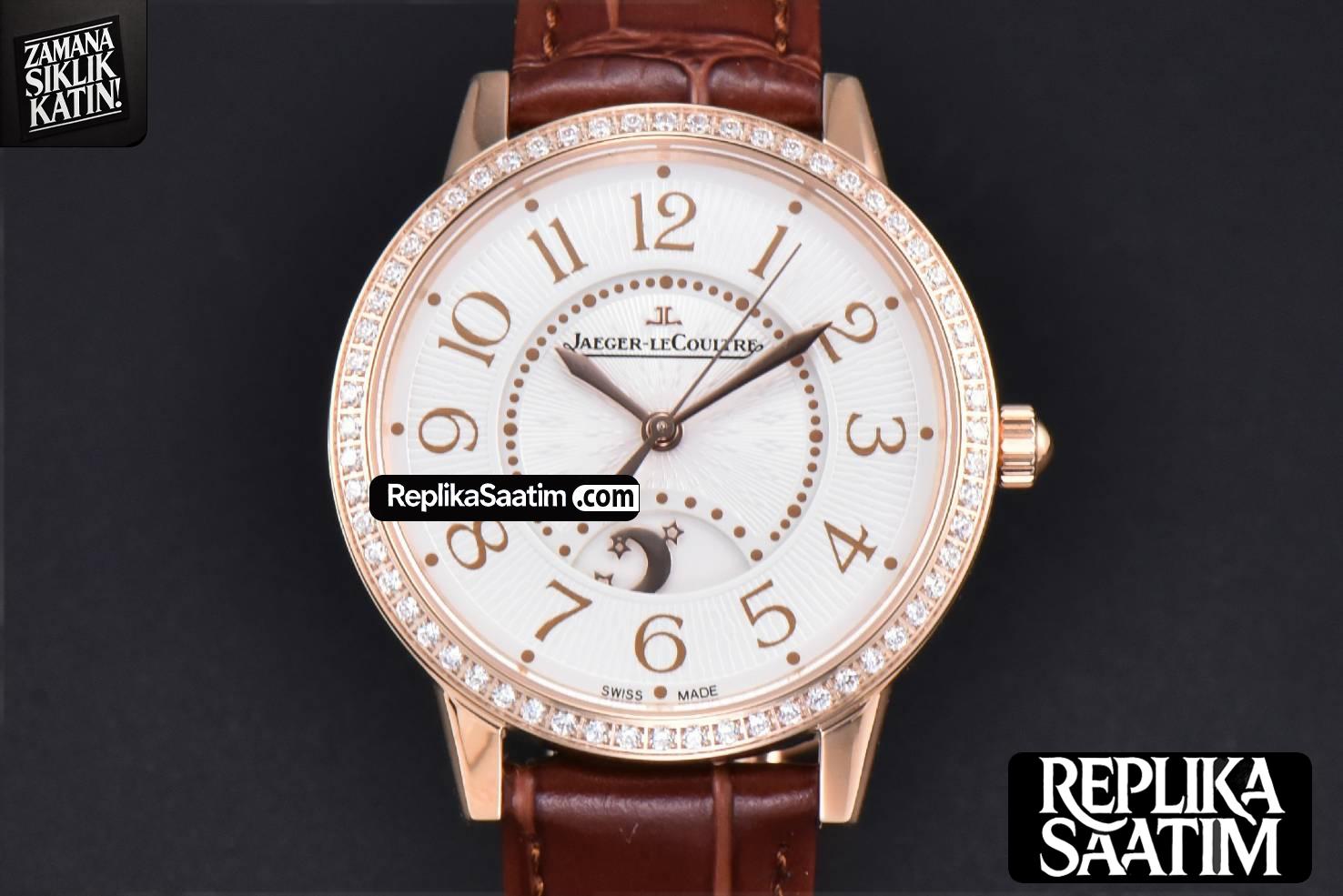 Rendez-Vous Night & Day 34mm APSF RG Diamond White Textured Dial Brown Leather Strap A898 -01