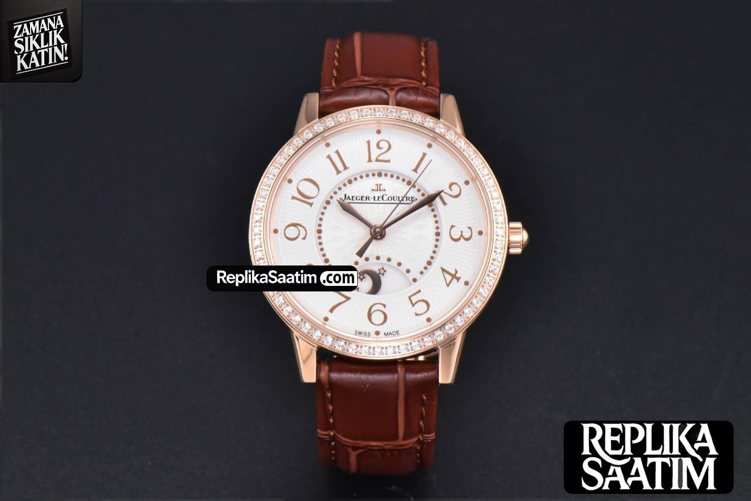 Rendez-Vous Night & Day 34mm APSF RG Diamond White Textured Dial Brown Leather Strap A898 -02
