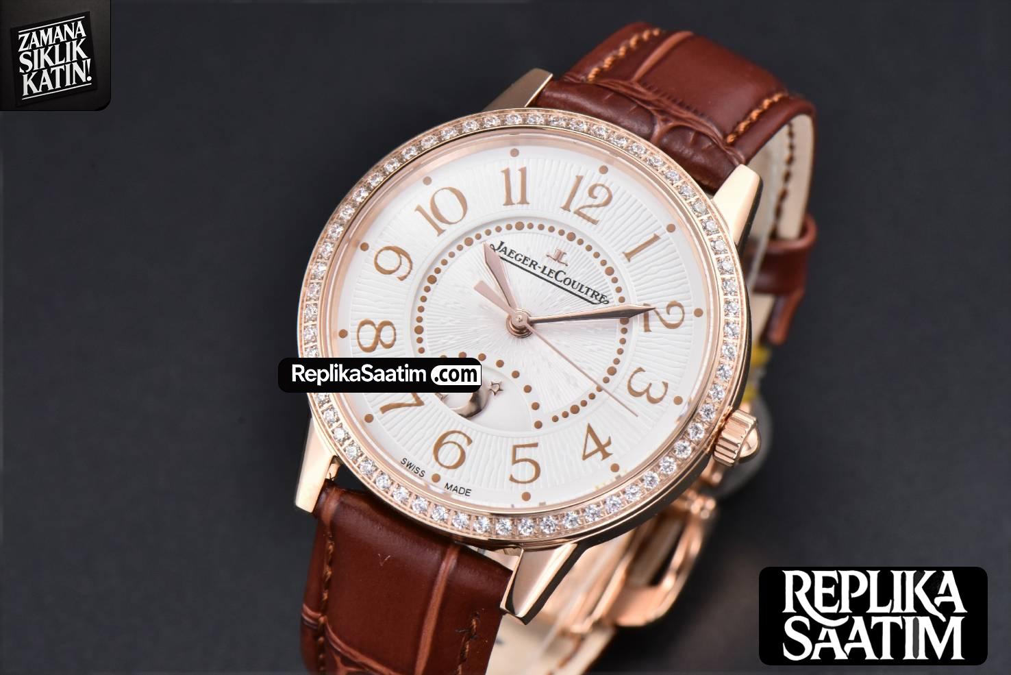 Rendez-Vous Night & Day 34mm APSF RG Diamond White Textured Dial Brown Leather Strap A898 -03