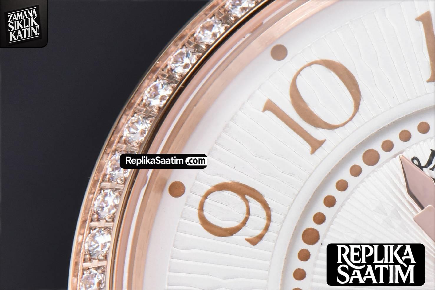 Rendez-Vous Night & Day 34mm APSF RG Diamond White Textured Dial Brown Leather Strap A898 -05