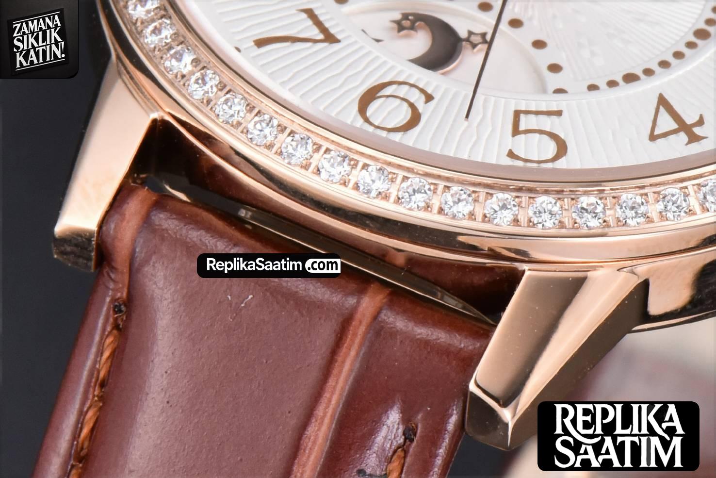 Rendez-Vous Night & Day 34mm APSF RG Diamond White Textured Dial Brown Leather Strap A898 -08