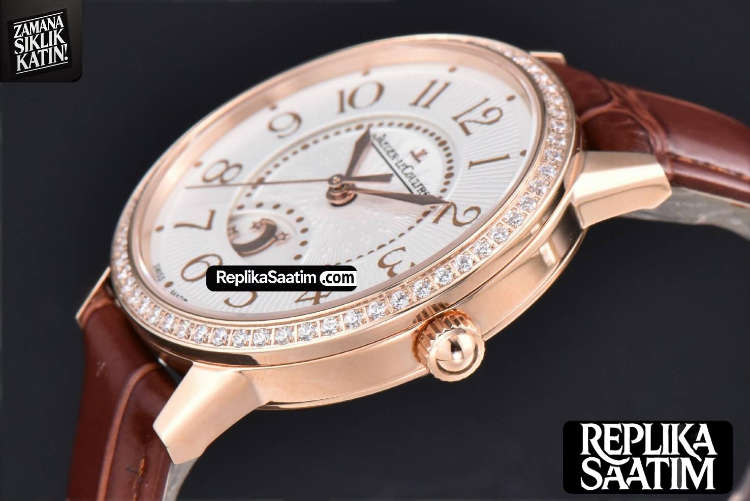 Rendez-Vous Night & Day 34mm APSF RG Diamond White Textured Dial Brown Leather Strap A898 -09