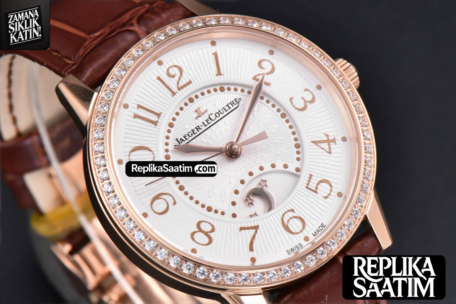 Rendez-Vous Night & Day 34mm APSF RG Diamond White Textured Dial Brown Leather Strap A898 -10
