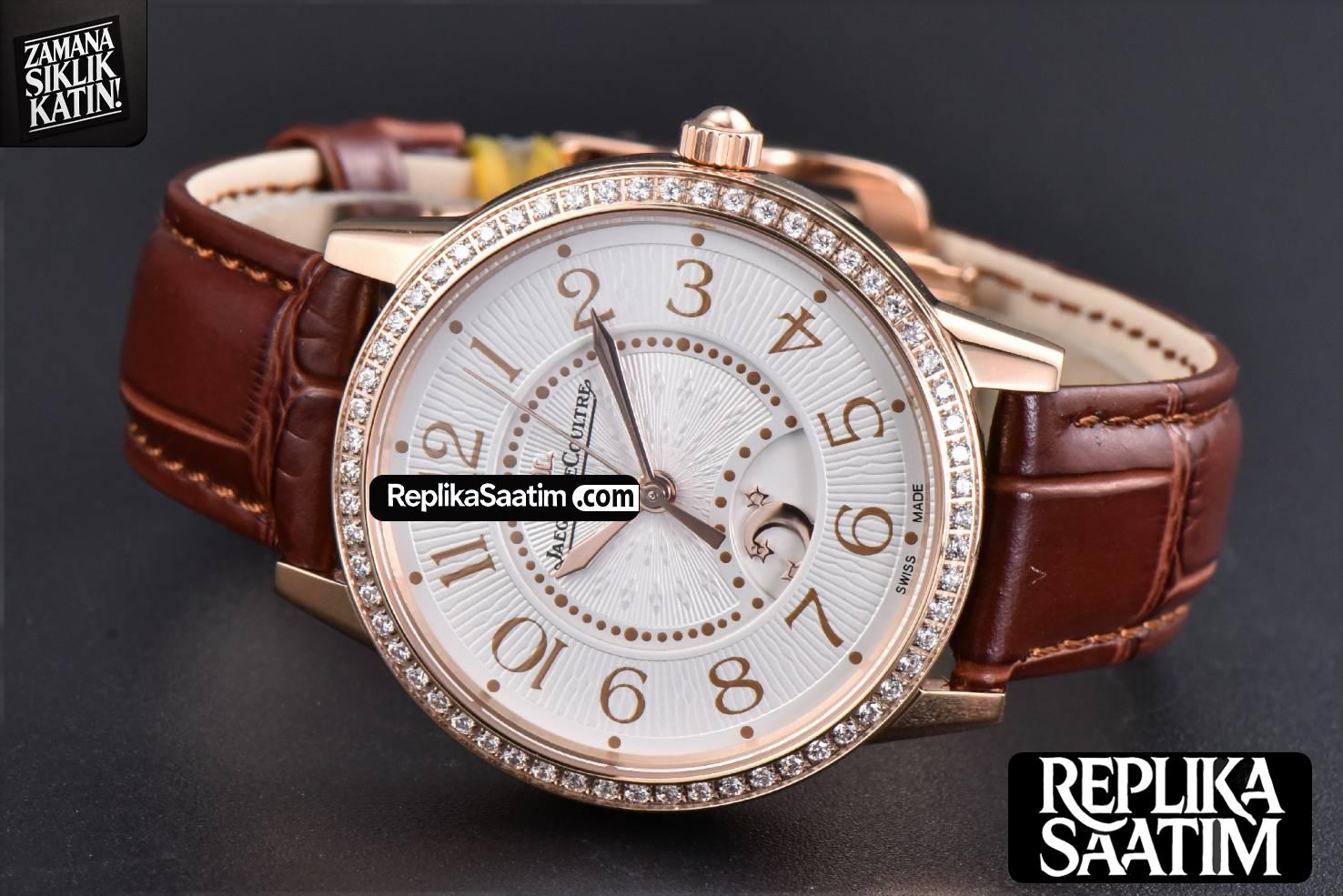 Rendez-Vous Night & Day 34mm APSF RG Diamond White Textured Dial Brown Leather Strap A898 -11