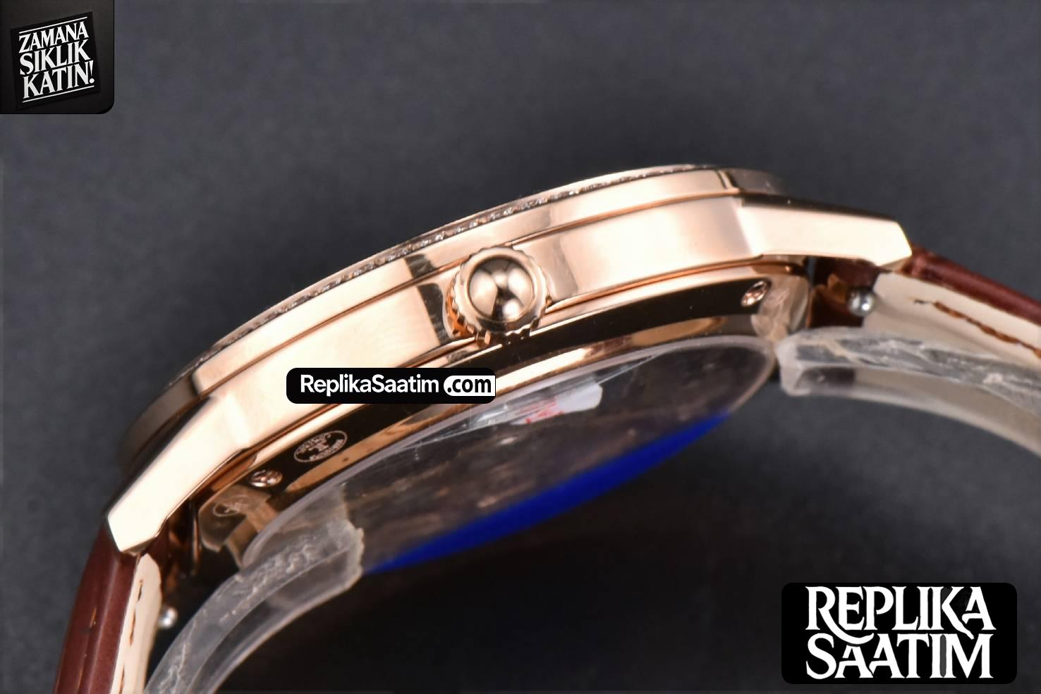 Rendez-Vous Night & Day 34mm APSF RG Diamond White Textured Dial Brown Leather Strap A898 -12