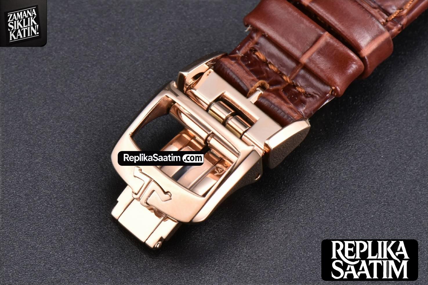 Rendez-Vous Night & Day 34mm APSF RG Diamond White Textured Dial Brown Leather Strap A898 -14