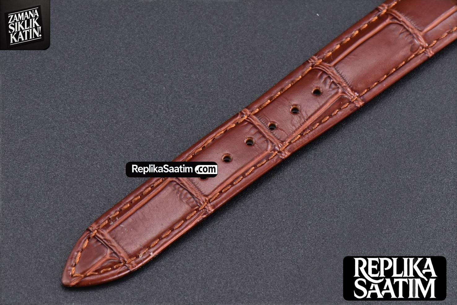 Rendez-Vous Night & Day 34mm APSF RG Diamond White Textured Dial Brown Leather Strap A898 -15