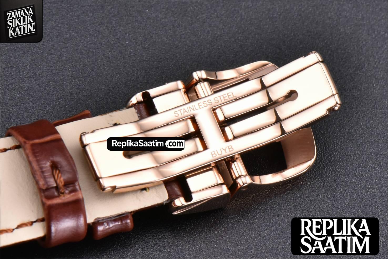Rendez-Vous Night & Day 34mm APSF RG Diamond White Textured Dial Brown Leather Strap A898 -16