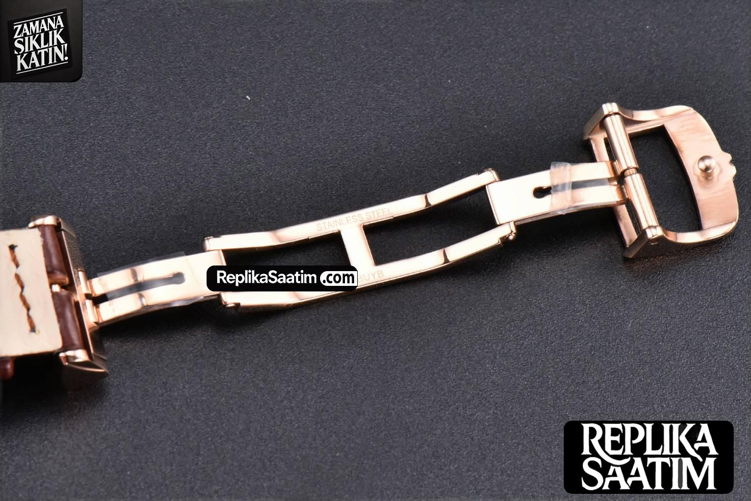 Rendez-Vous Night & Day 34mm APSF RG Diamond White Textured Dial Brown Leather Strap A898 -18