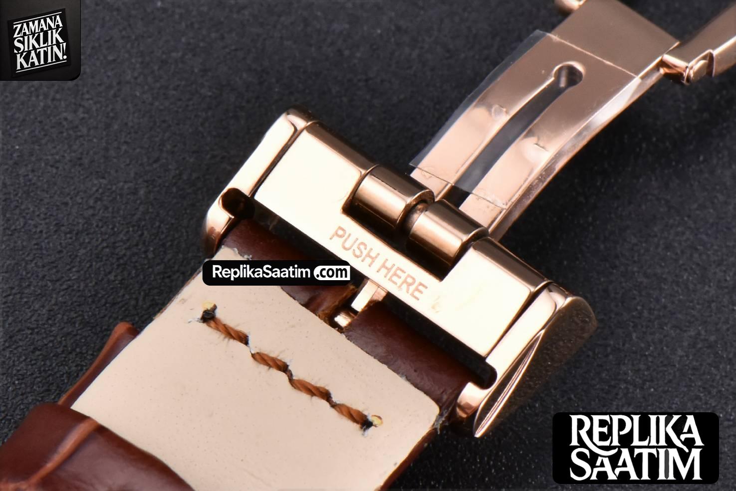 Rendez-Vous Night & Day 34mm APSF RG Diamond White Textured Dial Brown Leather Strap A898 -21