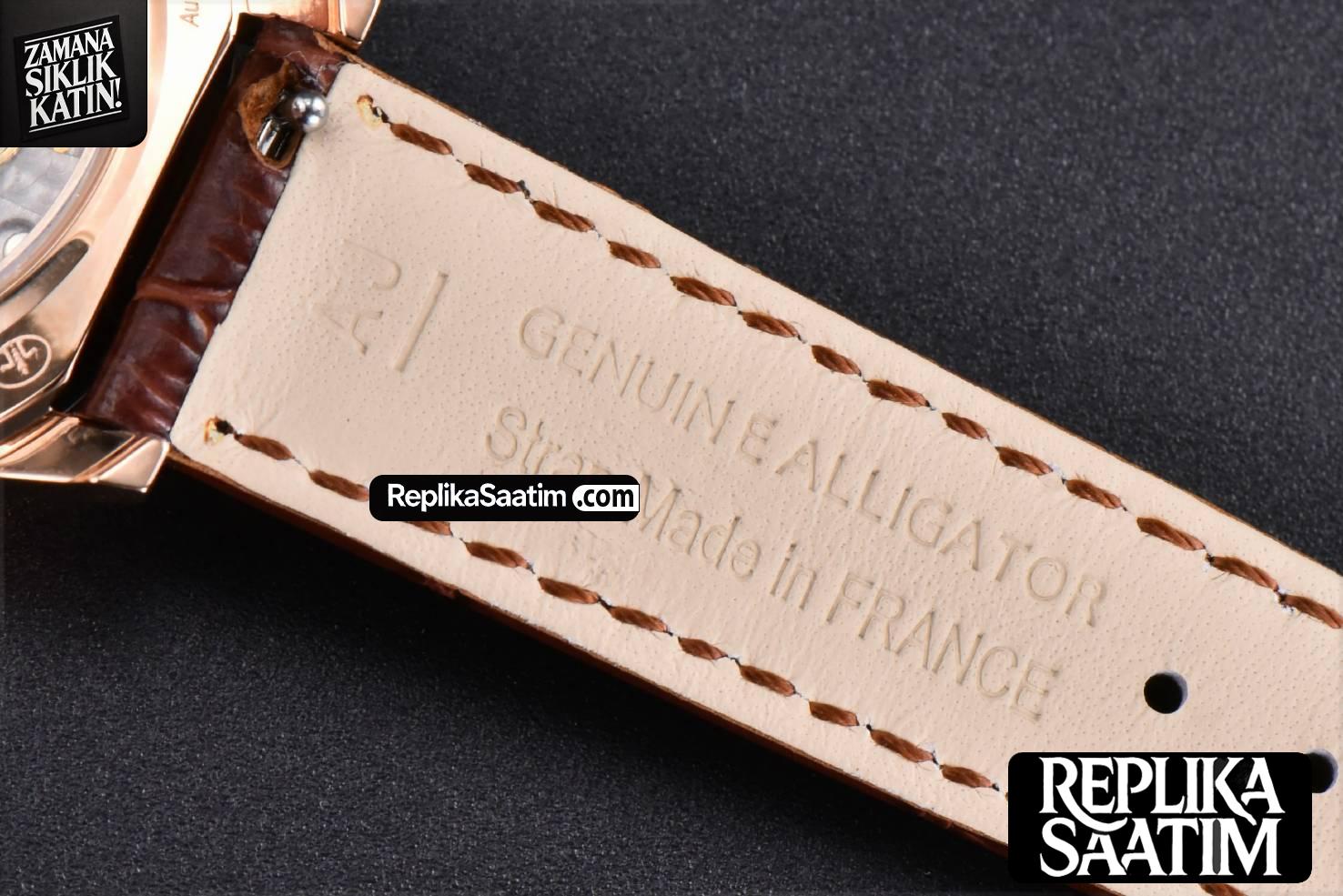 Rendez-Vous Night & Day 34mm APSF RG Diamond White Textured Dial Brown Leather Strap A898 -23