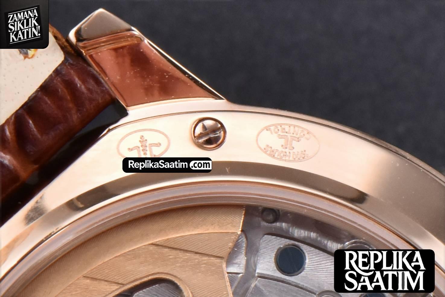 Rendez-Vous Night & Day 34mm APSF RG Diamond White Textured Dial Brown Leather Strap A898 -26
