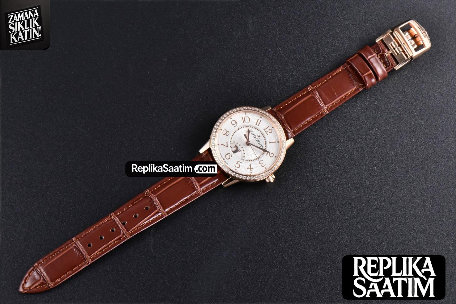 Rendez-Vous Night & Day 34mm APSF RG Diamond White Textured Dial Brown Leather Strap A898 -32