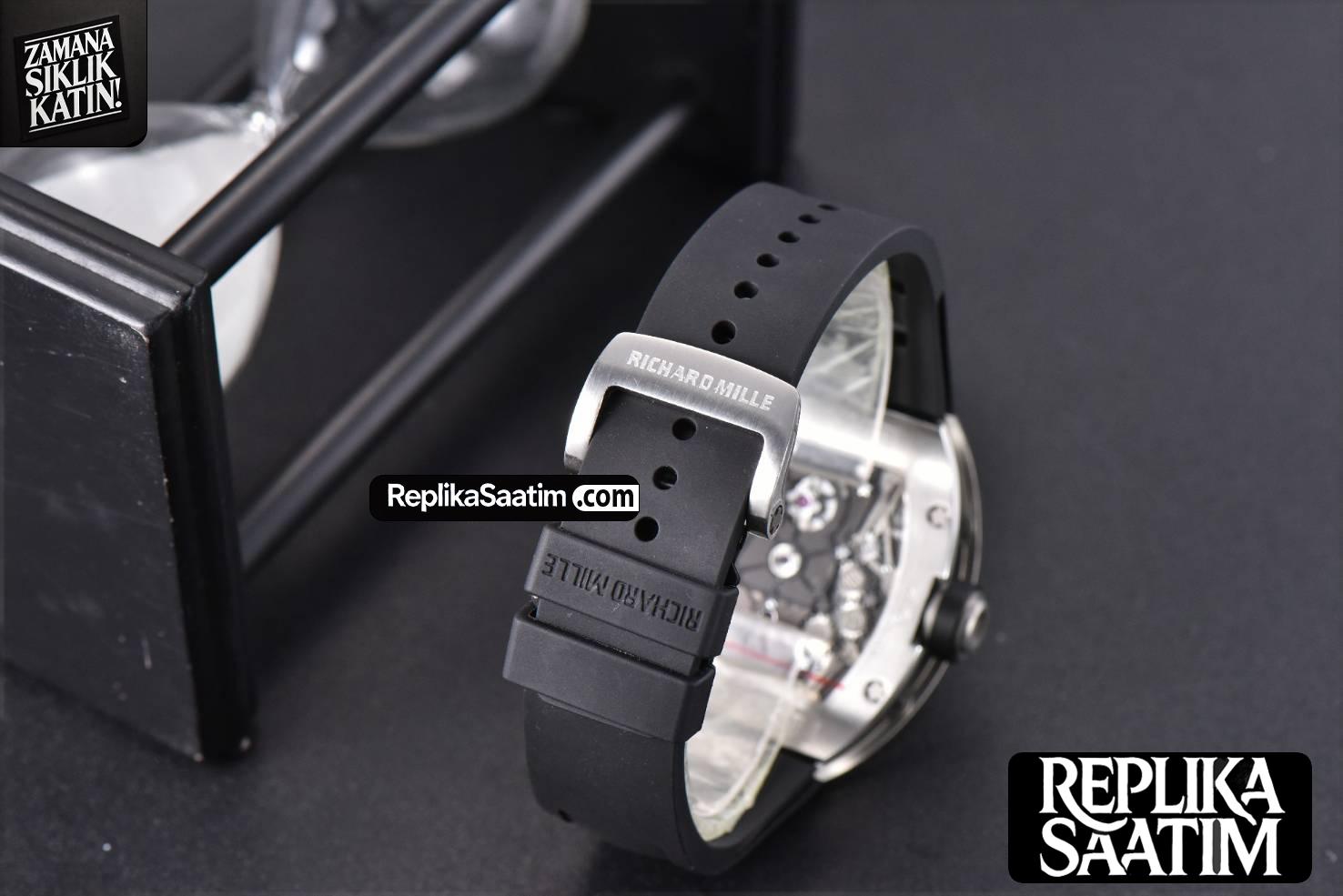 RM001 Tourbillon SS JBF 47MM Black Skeleton Dial Black Rubber Strap -21