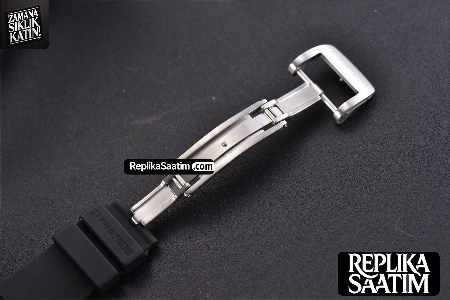 RM001 Tourbillon SS JBF 47MM Black Skeleton Dial Black Rubber Strap -23