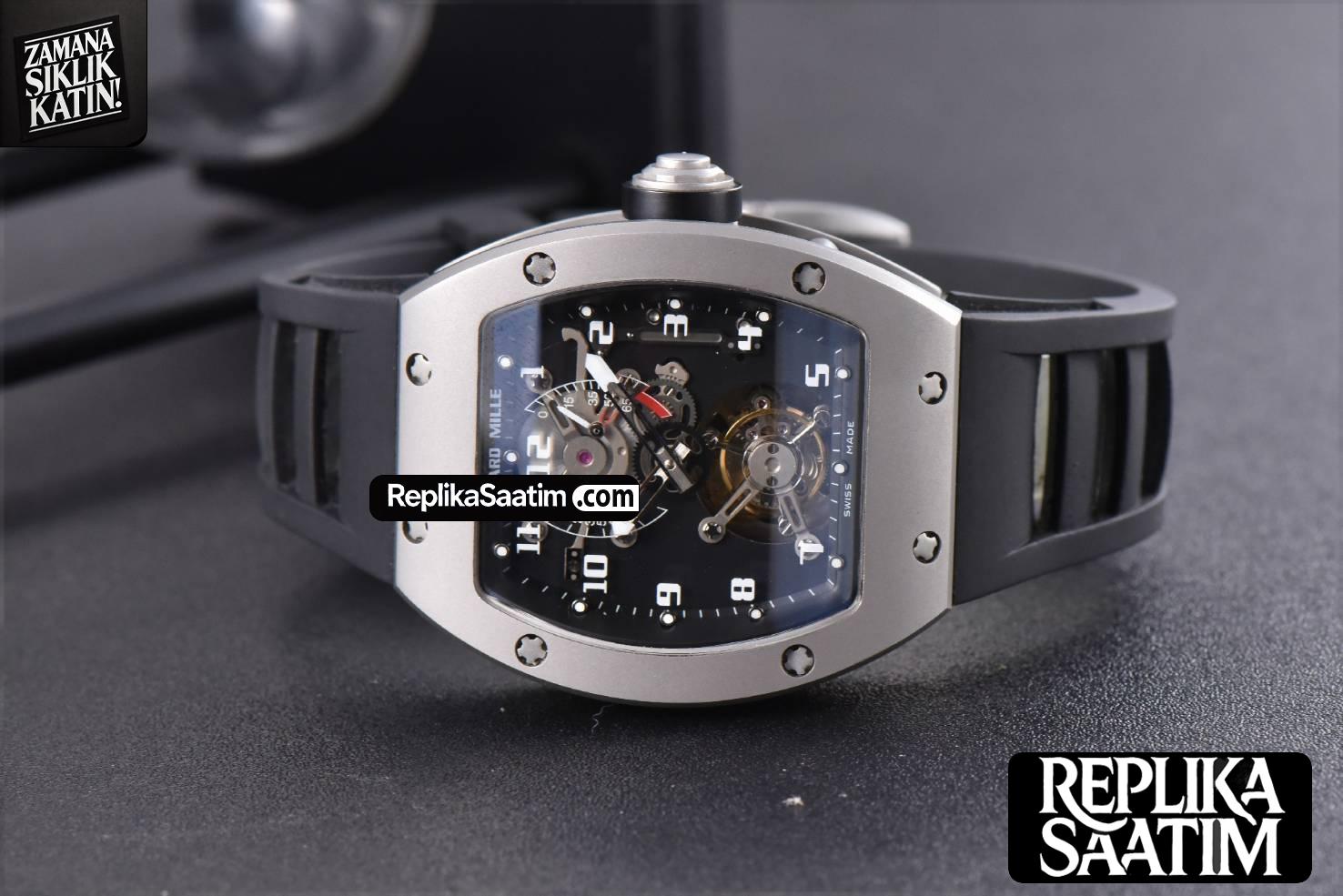 RM001 Tourbillon Titanium JBF 47MM Black Skeleton Dial Black Rubber Strap -12