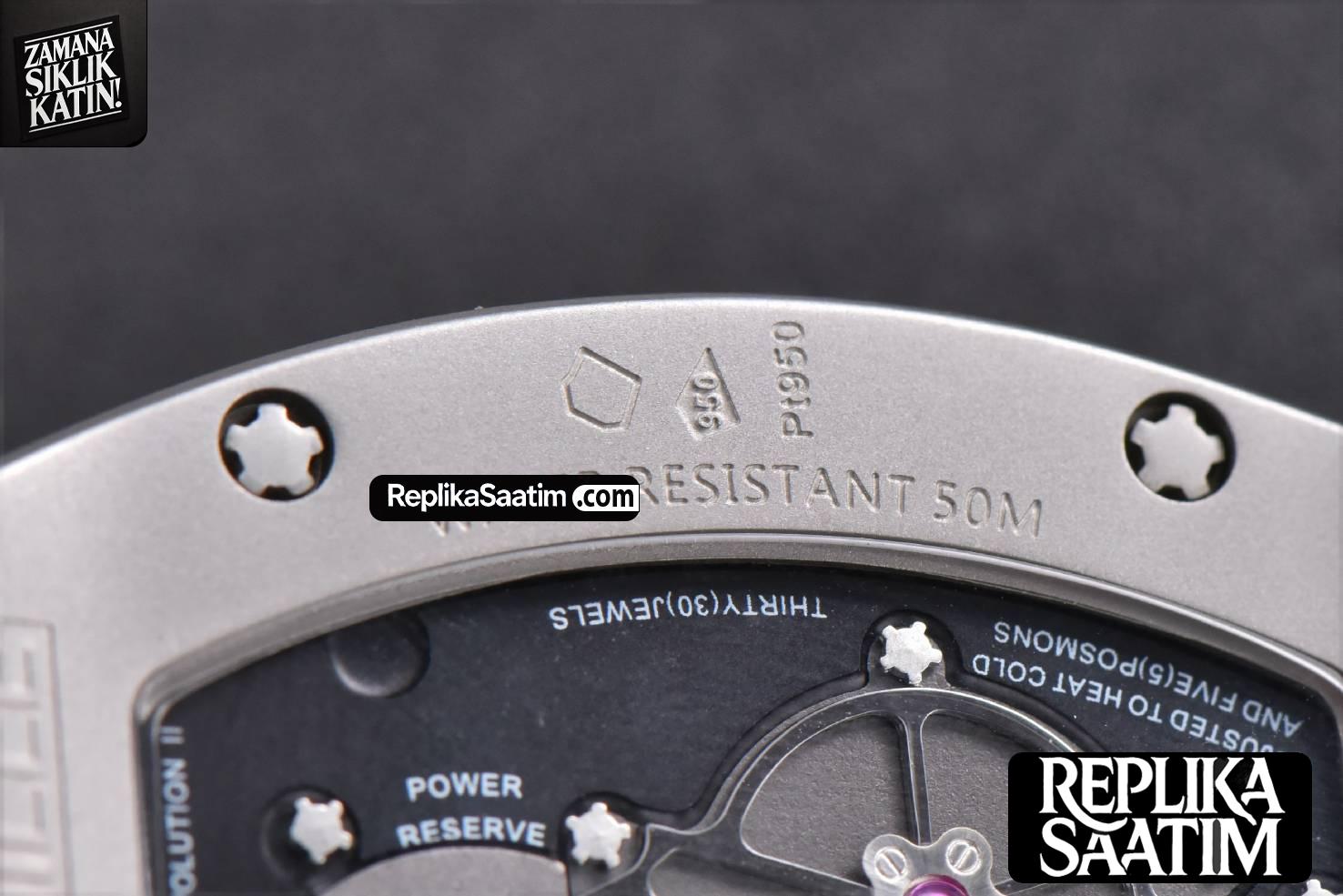 RM001 Tourbillon Titanium JBF 47MM Black Skeleton Dial Black Rubber Strap -14