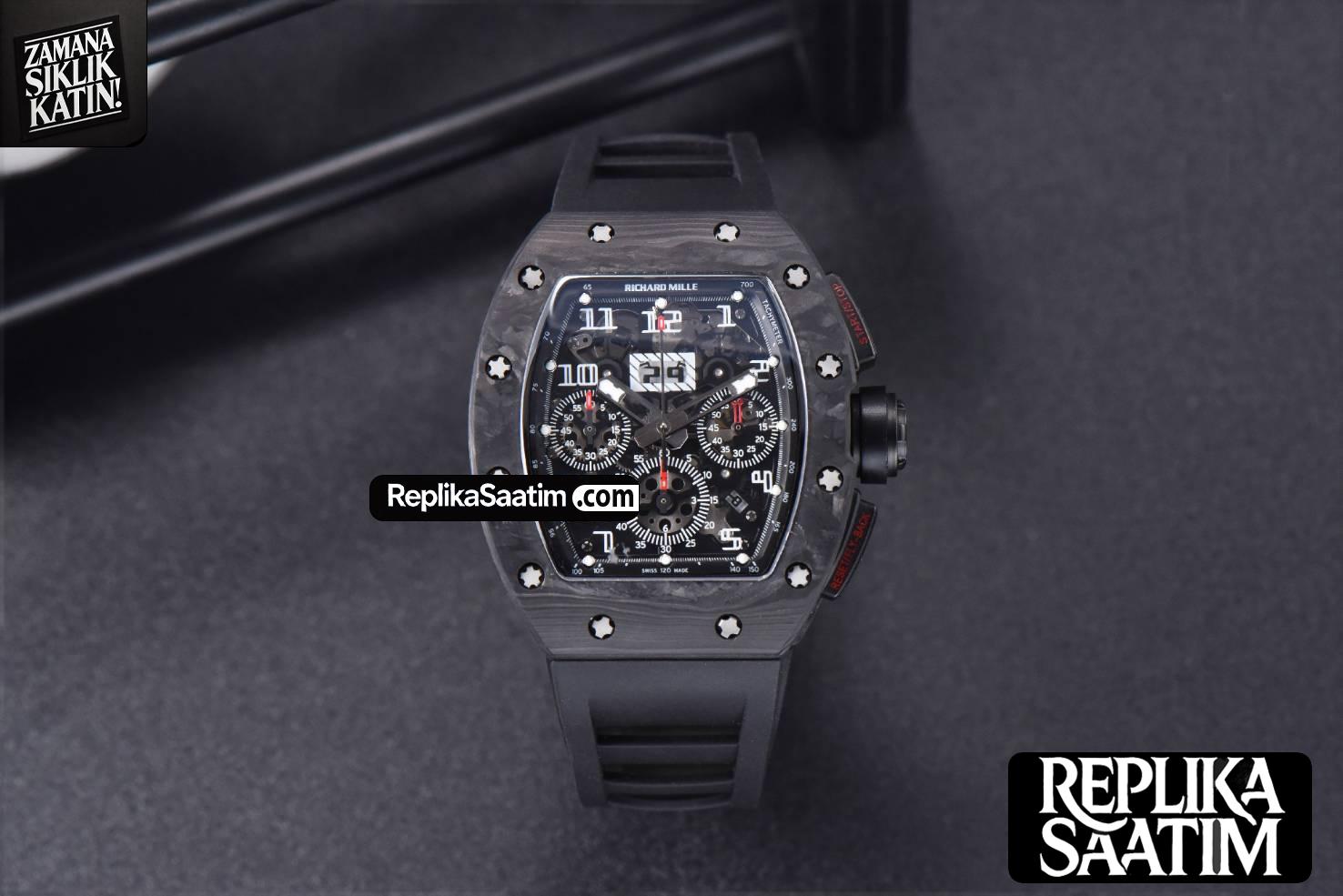 RM011 NTPT Chrono KVF Black Skeleton Dial on Black Crown black Rubber Strap A7750 V2 -02