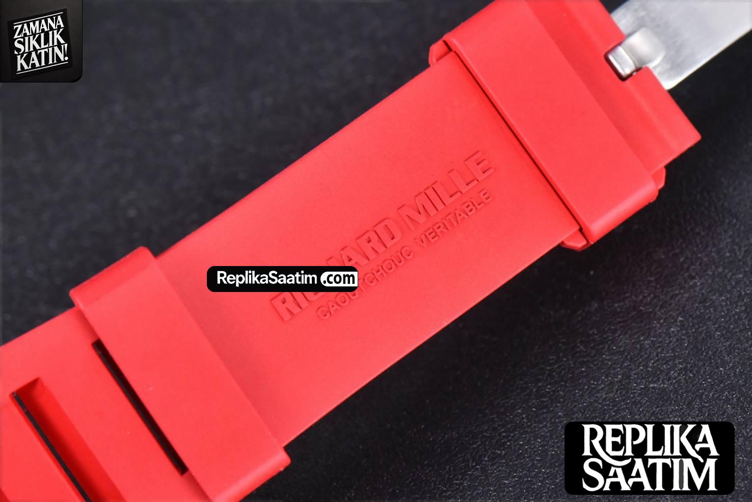 RM011 NTPT Chrono KVF Red Skeleton Dial on Black Crown Red Rubber Strap A7750 V2 -21