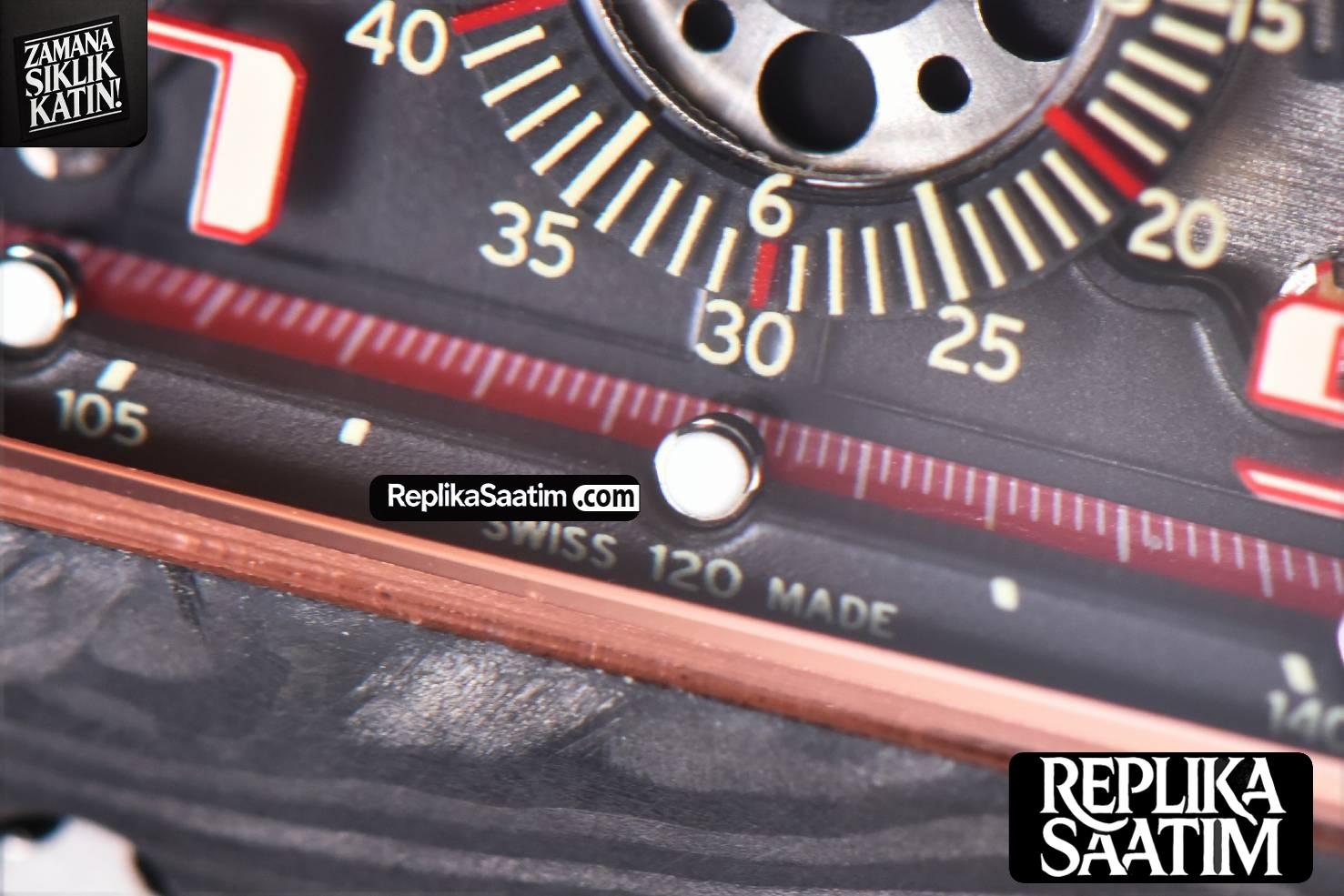 RM011 NTPT Chrono KVF Red Skeleton Dial on Red Crown Red Rubber Strap A7750 V2 -09