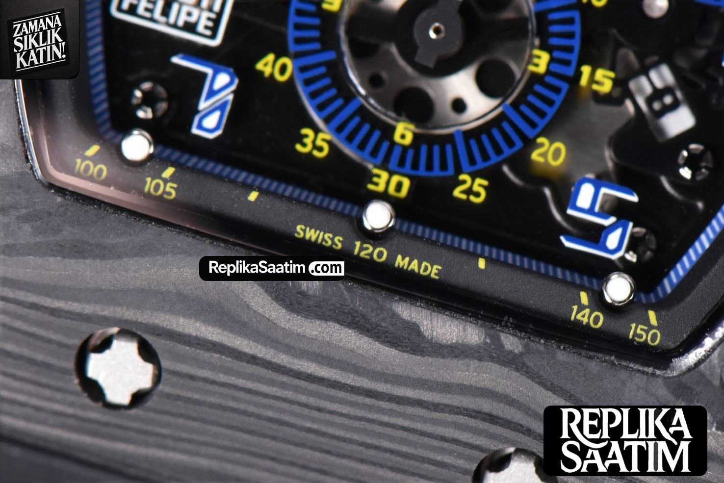 RM011 NTPT Chrono KVF  Skeleton Dial on Blue Crown Black Rubber Strap A7750 V2 -09