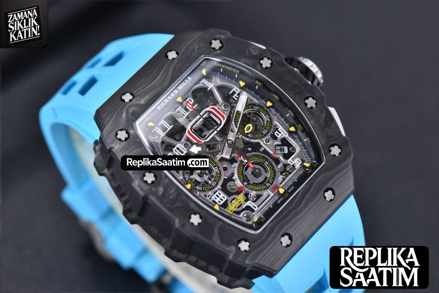 RM011 NTPT Chrono KVF  Skeleton Dial on Blue  Rubber Strap A7750 V2 -11